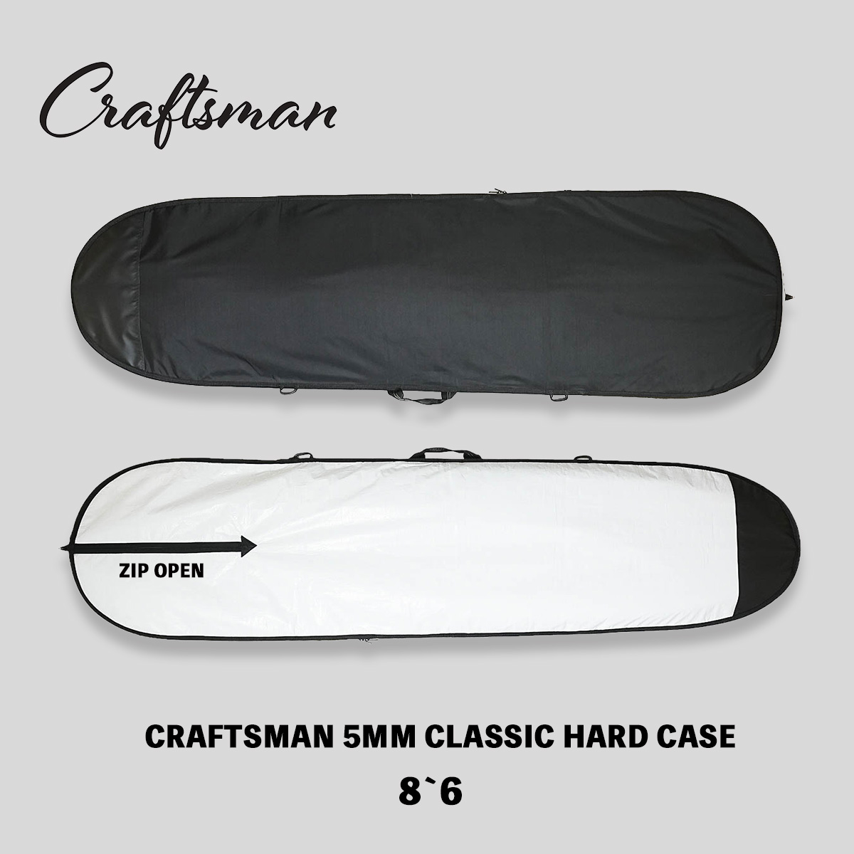 【訳あり品】CRAFTSMAN ハードケース 5MM CLASSIC サーフボードケース 8'6 車載保護・持ち運び対応 高耐久5mmパッド仕様 初回250枚限定 送料無料